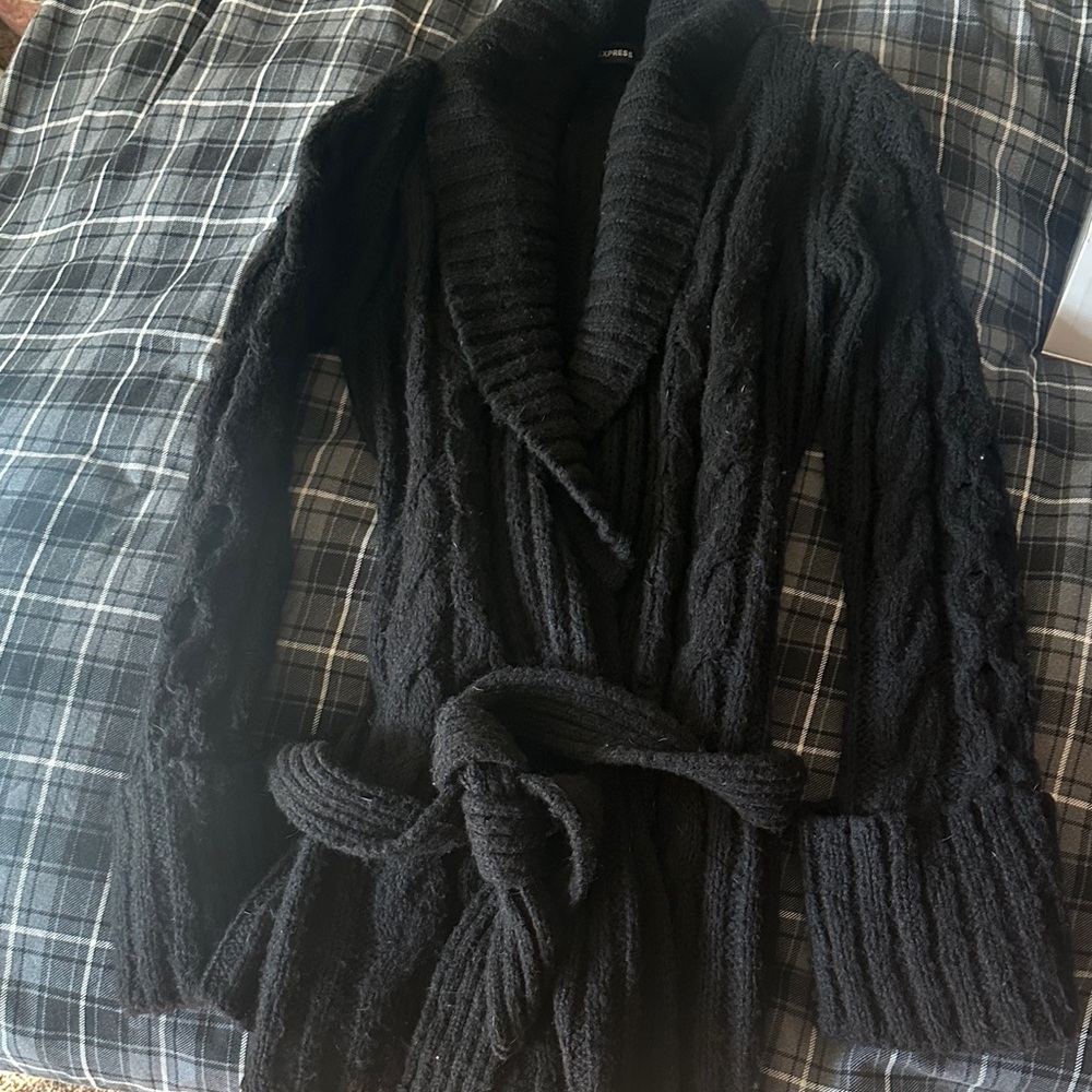 Express Black Cable Knit Cardigan